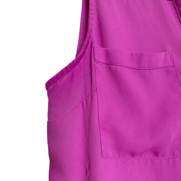 EXPRESS Blouse The Portofino Shirt Sleeveless V Neck Button Up Pink Purple EUC - Picture 6 of 14